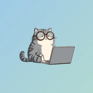Keiruのプロフィールアイコン(眼鏡をかけてノートPCに向かう猫)