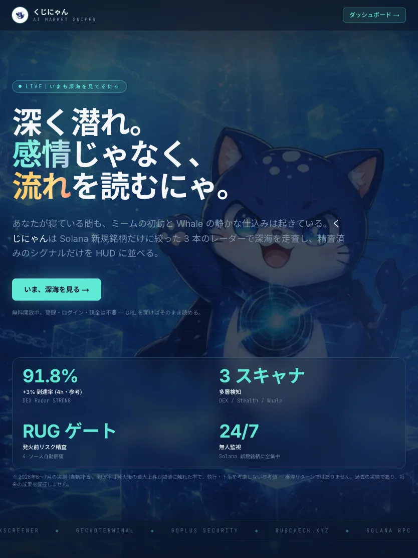 くじにゃん AI Market Sniperのタブレットでの表示