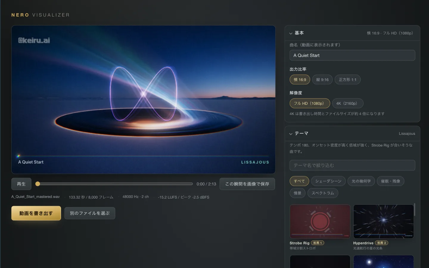 NERO VISUALIZERのPCでの表示